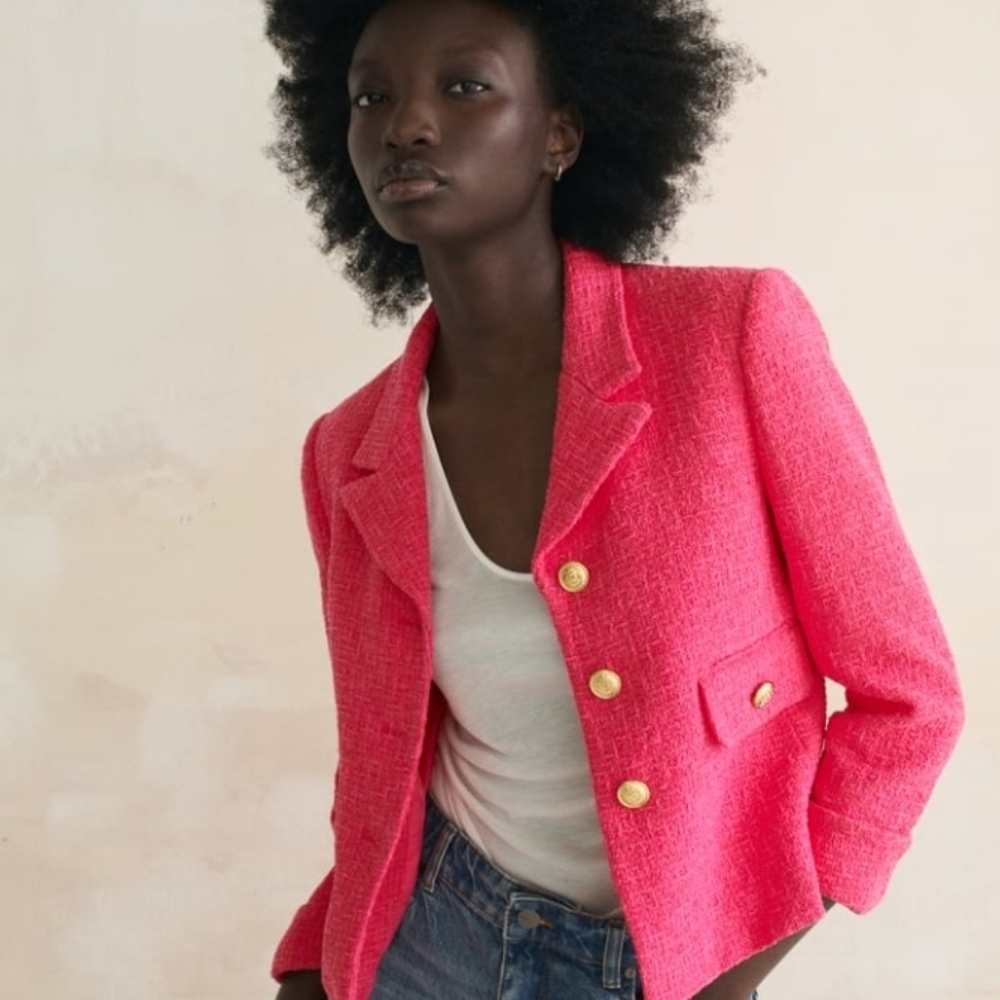Zara pink crop blazer
